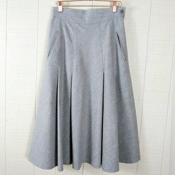 Harve Benard Dresses & Skirts - Vintage High Waist Midi Full Skirt Wool Gray